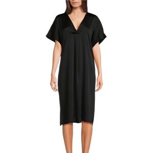 NWT - VAN WINKLE & CO. V-Neck Short Dolman Sleeve Satin Midi Nightgown - Size: L